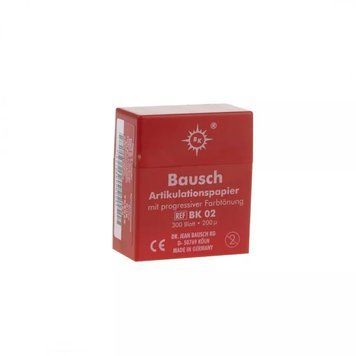 Папір артикуляційний Бауш (Bausch) BK02 червоний 200 мкм 300 шт BSH000150 фото
